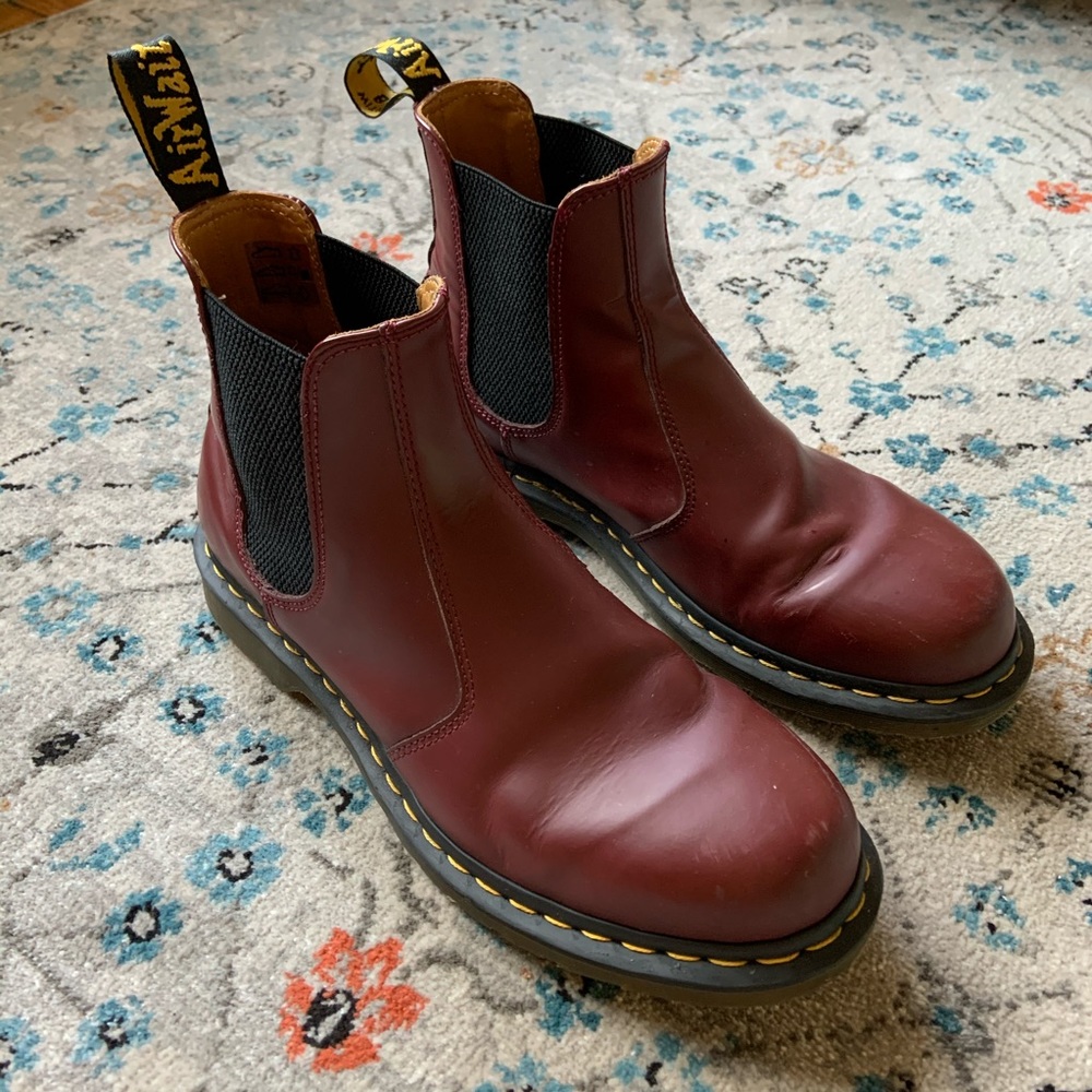 Red Doc Martens Chelsea Boots